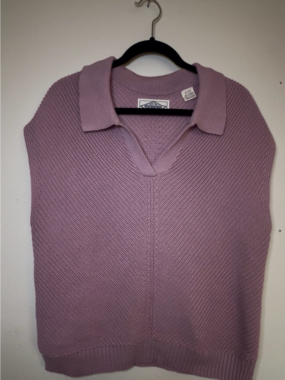 100% Cotton-Weatherproof Pink V-Neck Sweater Vest - Women-Small (oversized fit)